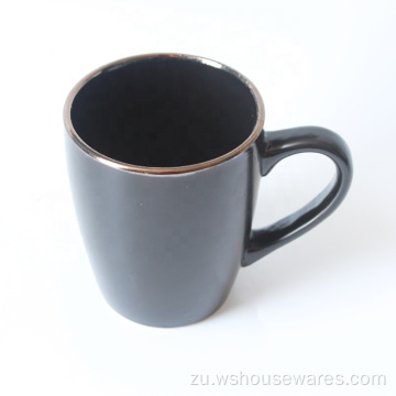 Inkomishi yasentshonalanga ye-Ceramic Coffee Cup ngegolide rim